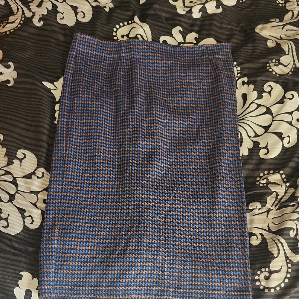 Blue and Brown Houndstooth Women's Skirt